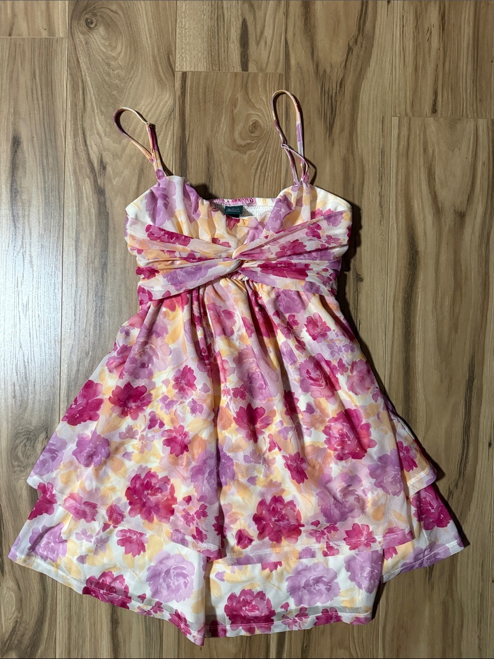 wild fable Pink, Yellow & Purple Floral Twist-Front Mini Dress
